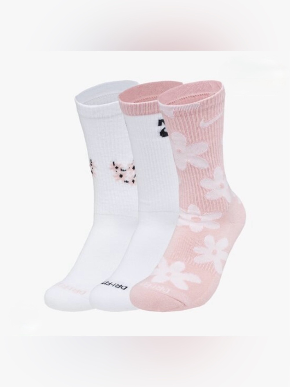 Nike Pink & White Crew Socks Three-Pack